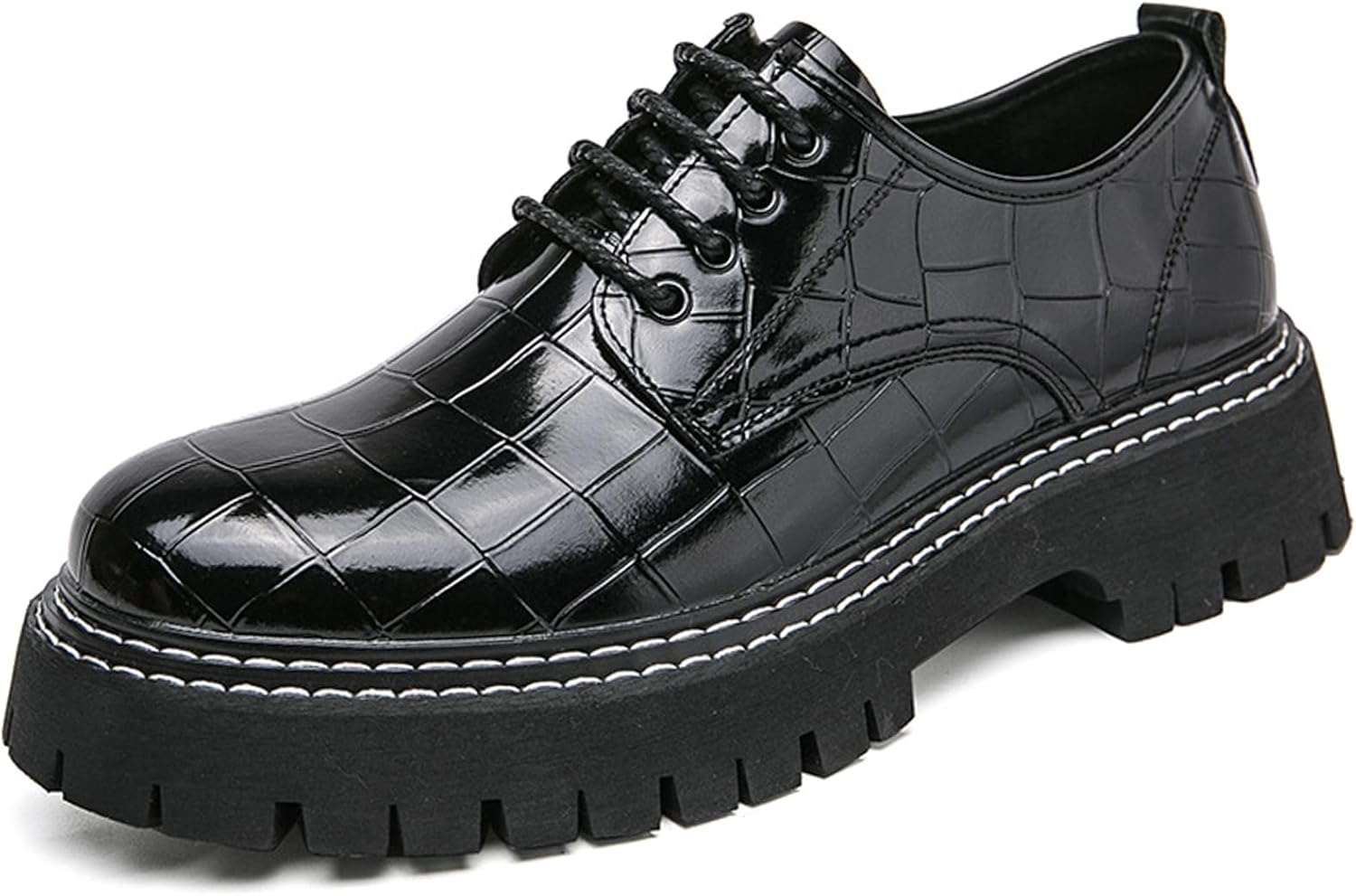 Мужские лоферы на платформе из лакированной кожи с тиснением под аллигатора, с круглым носком, рифленой подошвой и шнуровкой, роскошные туфли для деловых встреч, вечеринок, свадеб и выпускных Devileyeze, черный
Мужские лоферы на платформе из лакированной кожи с тиснением под аллигатора, с круглым носком, рифленой подошвой и шнуровкой, роскошные туфли для деловых встреч, вечеринок, свадеб и выпускных Devileyeze, черный