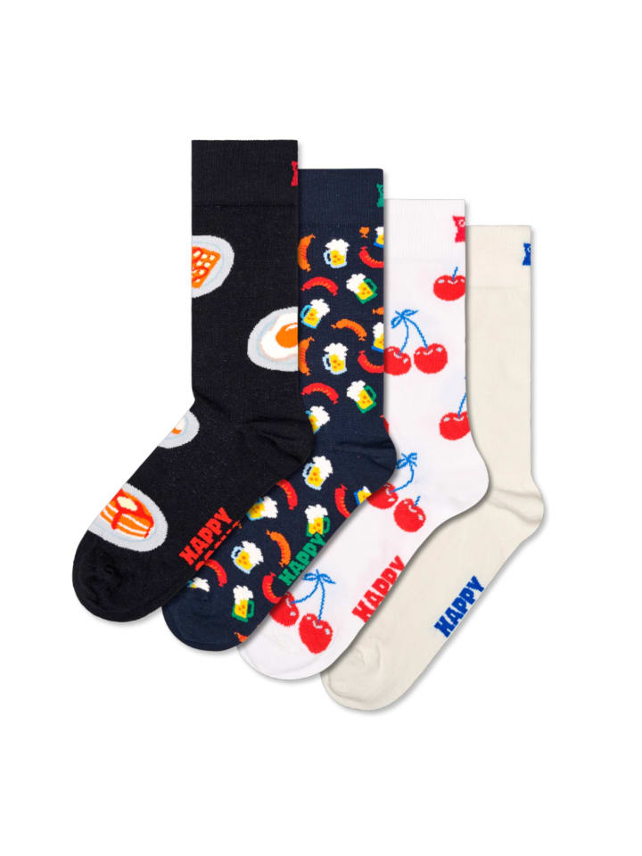 Happy Socks Набор из 4 белых носков с изображением продуктов питания
Happy Socks Набор из 4 белых носков с изображением продуктов питания