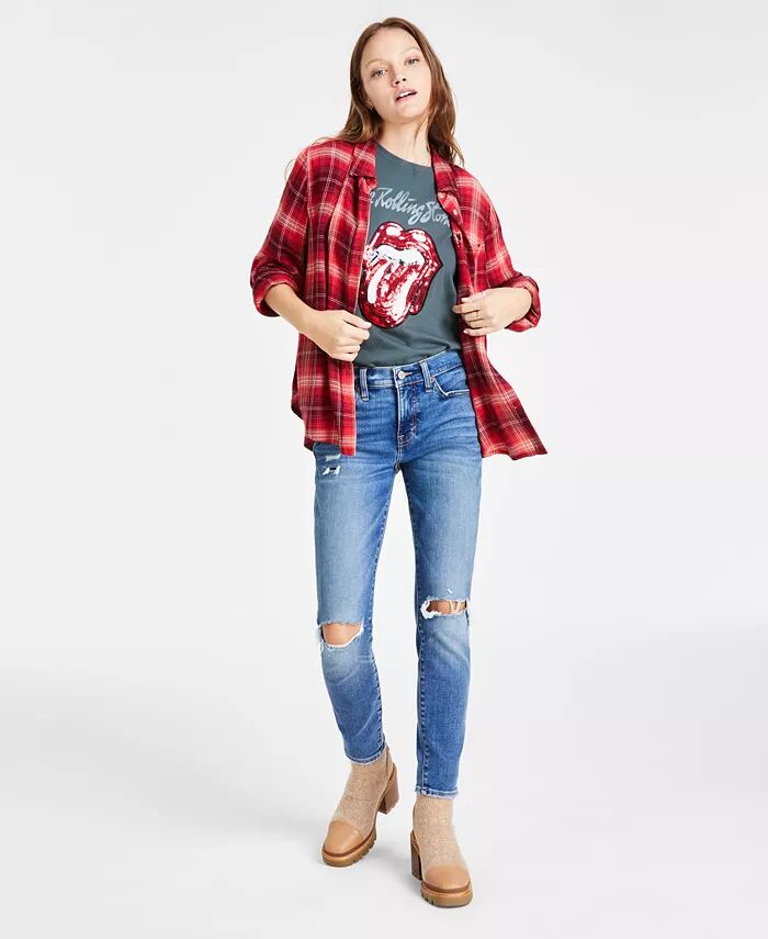 Женская хлопковая футболка-бойфренд Rolling Stones, рубашка-бойфренд Cloud Plaid и рваные узкие джинсы Ava со средней посадкой Lucky Brand, синий
Женская хлопковая футболка-бойфренд Rolling Stones, рубашка-бойфренд Cloud Plaid и рваные узкие джинсы Ava со средней посадкой Lucky Brand, синий