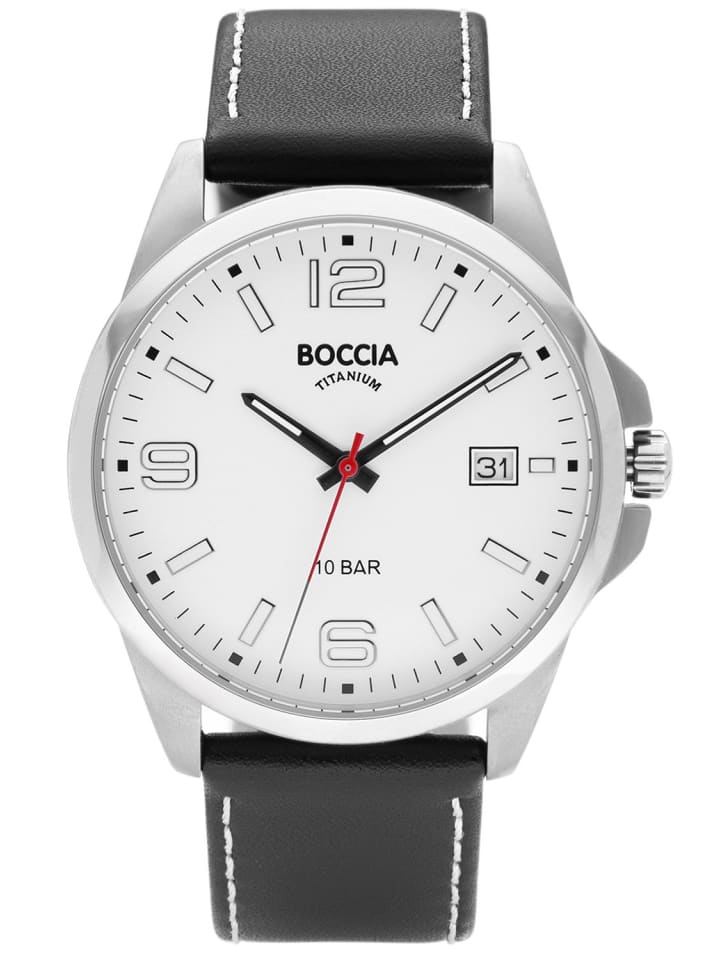 Boccia Мужские титановые часы с черным кожаным ремешком
Boccia Мужские титановые часы с черным кожаным ремешком