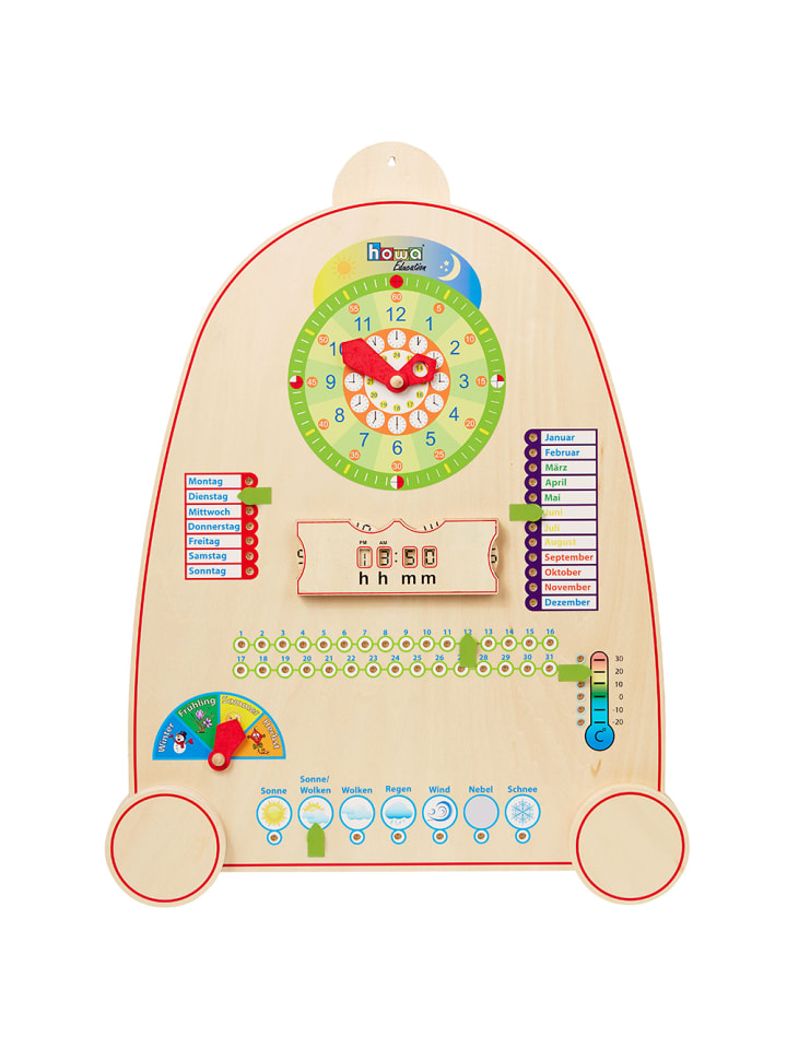 Деревянные обучающие часы с календарем, временами года и погодой для детей от 3 лет и старше Howa
Деревянные обучающие часы с календарем, временами года и погодой для детей от 3 лет и старше Howa