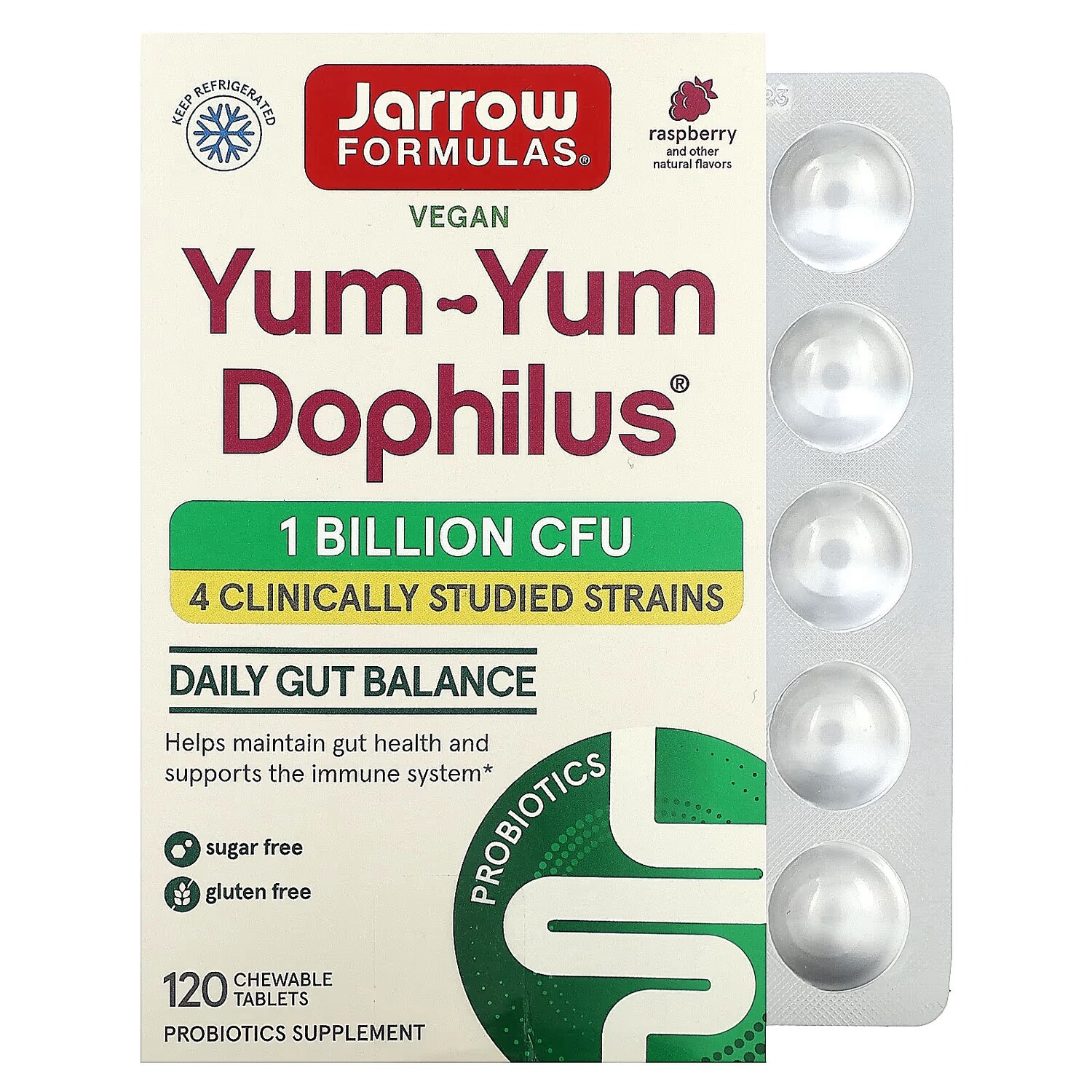 Добавка с пробиотиками Jarrow Formulas Yum-Yum Dophilus Raspberry, 120 жевательных таблеток
Добавка с пробиотиками Jarrow Formulas Yum-Yum Dophilus Raspberry, 120 жевательных таблеток
