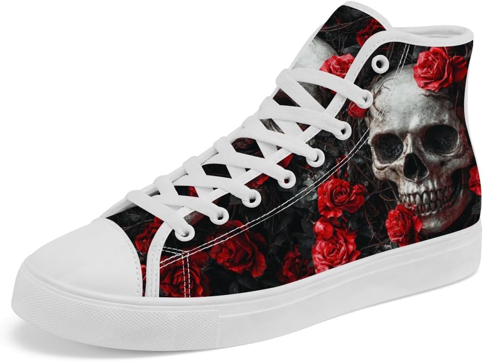 Кеды с высоким берцем с цветочным черепом, кроссовки с высоким берцем с черепом, шнуровка, повседневная обувь для женщин и мужчин Chebing, красный
Кеды с высоким берцем с цветочным черепом, кроссовки с высоким берцем с черепом, шнуровка, повседневная обувь для женщин и мужчин Chebing, красный