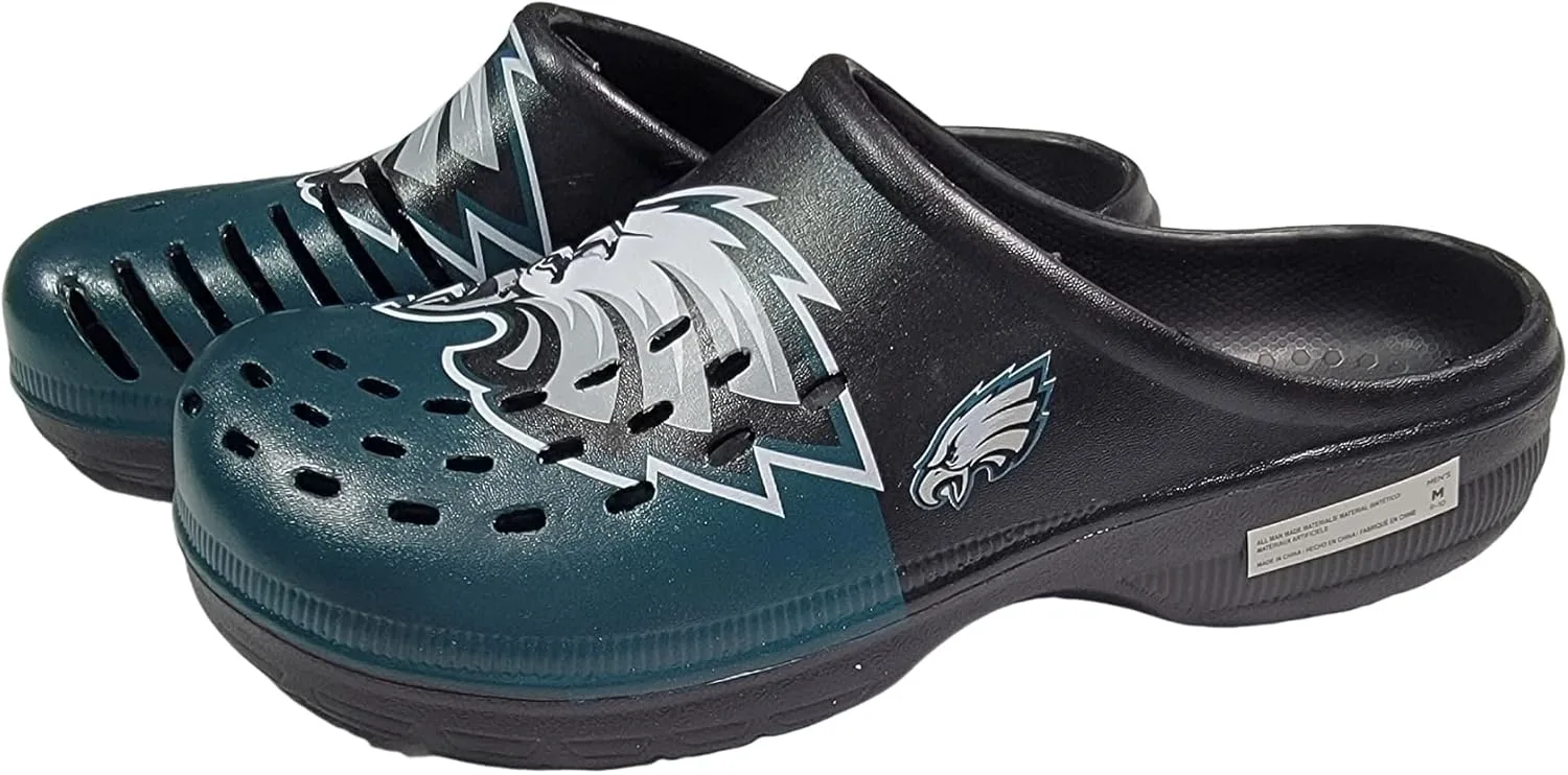 Мужские сабо FOCO NFL с крупным логотипом команды, удобные водонепроницаемые слипоны
Мужские сабо FOCO NFL с крупным логотипом команды, удобные водонепроницаемые слипоны