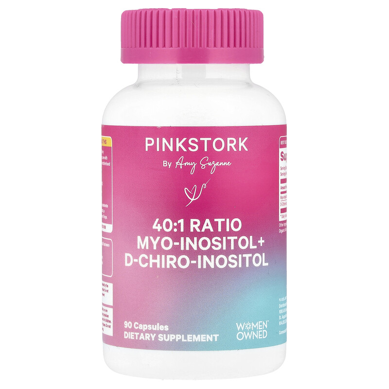 Pink Stork, Мио-инозитол + D-хиро-инозитол в соотношении 40: 1, 90 капсул
Pink Stork, Мио-инозитол + D-хиро-инозитол в соотношении 40: 1, 90 капсул