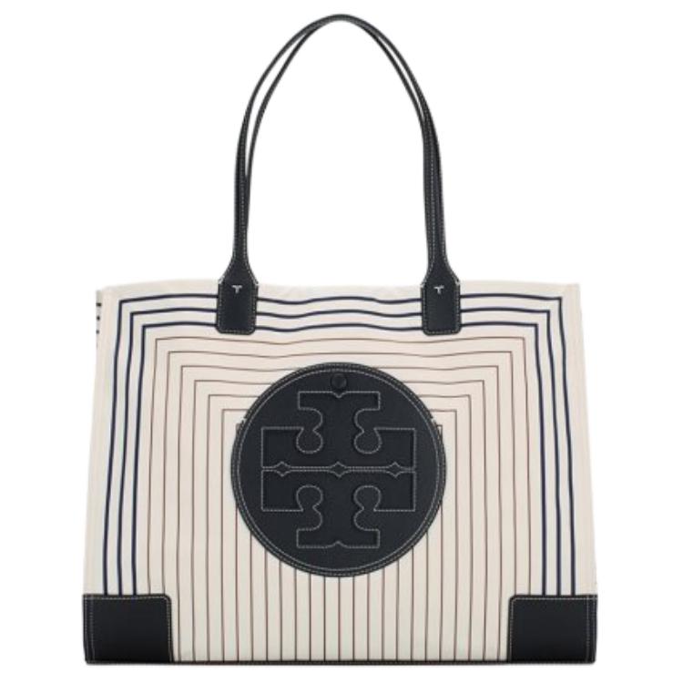 Сумка-шоппер Ella из ткани с кожаными вставками, большая женская сумка через плечо белого цвета TORY BURCH 
Сумка-шоппер Ella из ткани с кожаными вставками, большая женская сумка через плечо белого цвета TORY BURCH