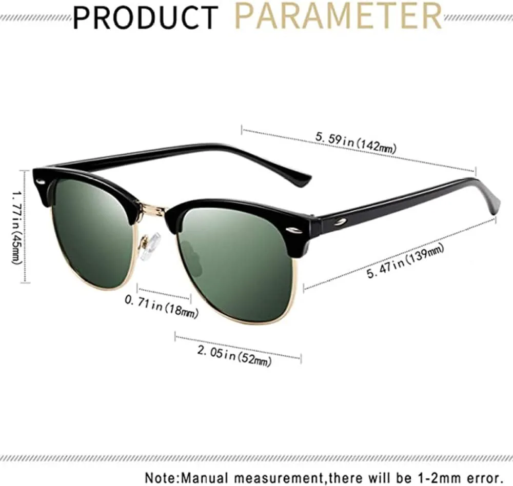 Ретро поляризованные солнцезащитные очки для мужчин и женщин, полуободковая оправа, квадратная форма, защита от УФ-излучения на 100% MUTYNE, 2 Pack C13 C14
Ретро поляризованные солнцезащитные очки для мужчин и женщин, полуободковая оправа, квадратная форма, защита от УФ-излучения на 100% MUTYNE, 2 Pack C13 C14