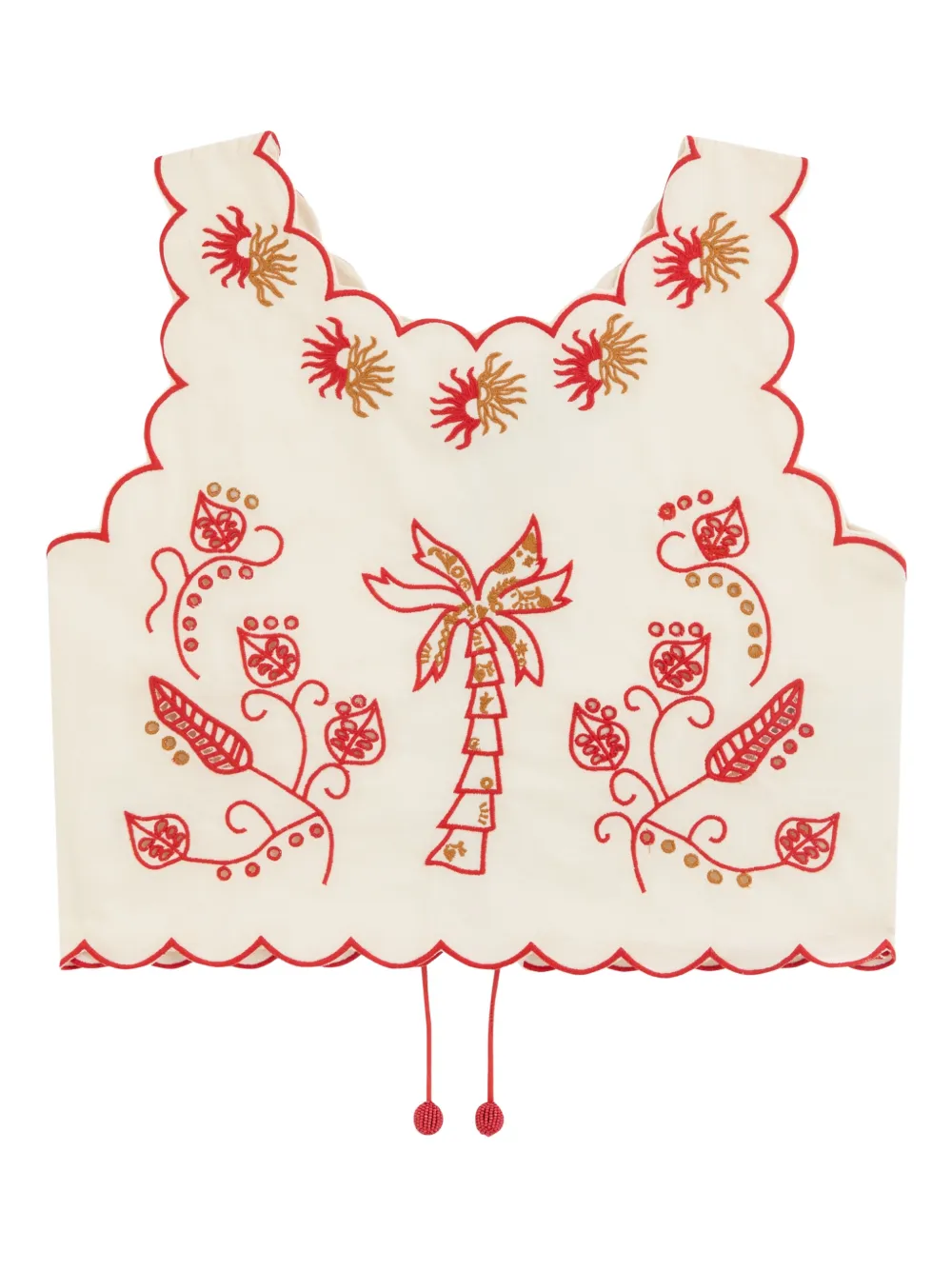 Топ с фестонами и вышивкой Never Fully Dressed, бежевый
Топ с фестонами и вышивкой Never Fully Dressed, бежевый