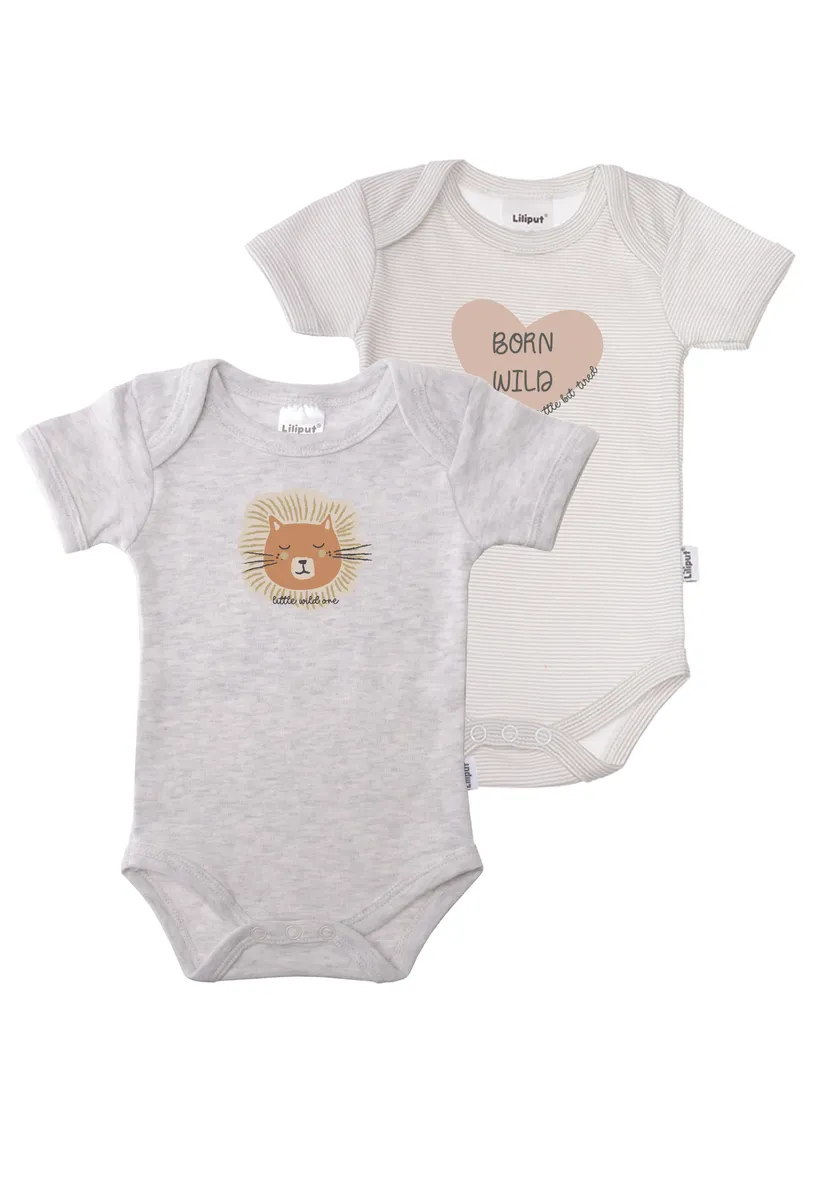 Лилипутовое боди "Born wild", с практичным вырезом Amineck Liliput, серый 
Лилипутовое боди "Born wild", с практичным вырезом Amineck Liliput, серый