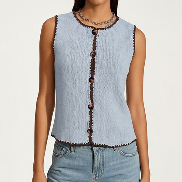 Топ без рукавов на пуговицах с контрастной отделкой Anna-Kaci, Light Blue
Топ без рукавов на пуговицах с контрастной отделкой Anna-Kaci, Light Blue