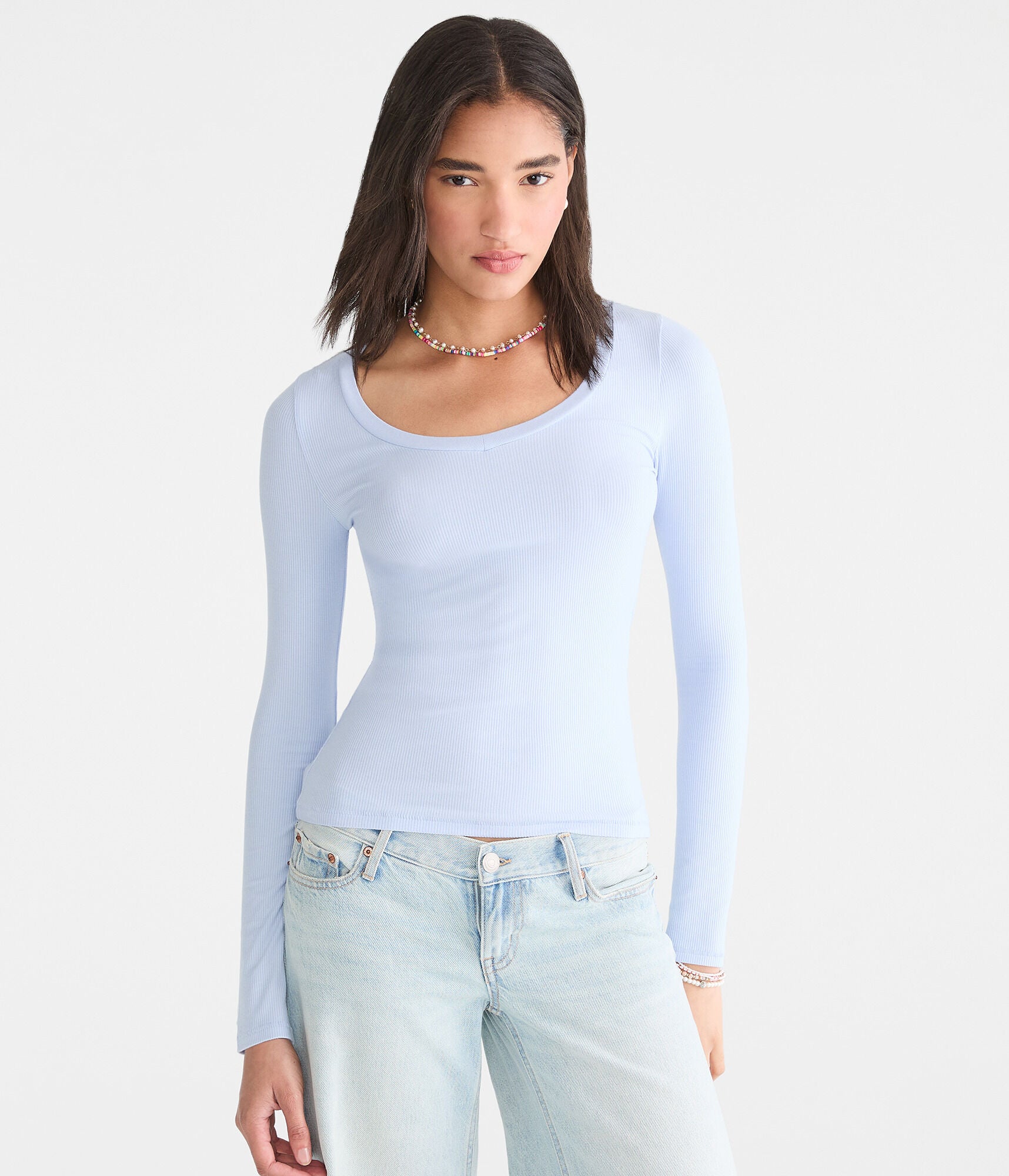 Aeropostale Длинный рукав Серьезно Мягкая ребристая V-образный вырез детская футболка, светло-голубой
Aeropostale Длинный рукав Серьезно Мягкая ребристая V-образный вырез детская футболка, светло-голубой