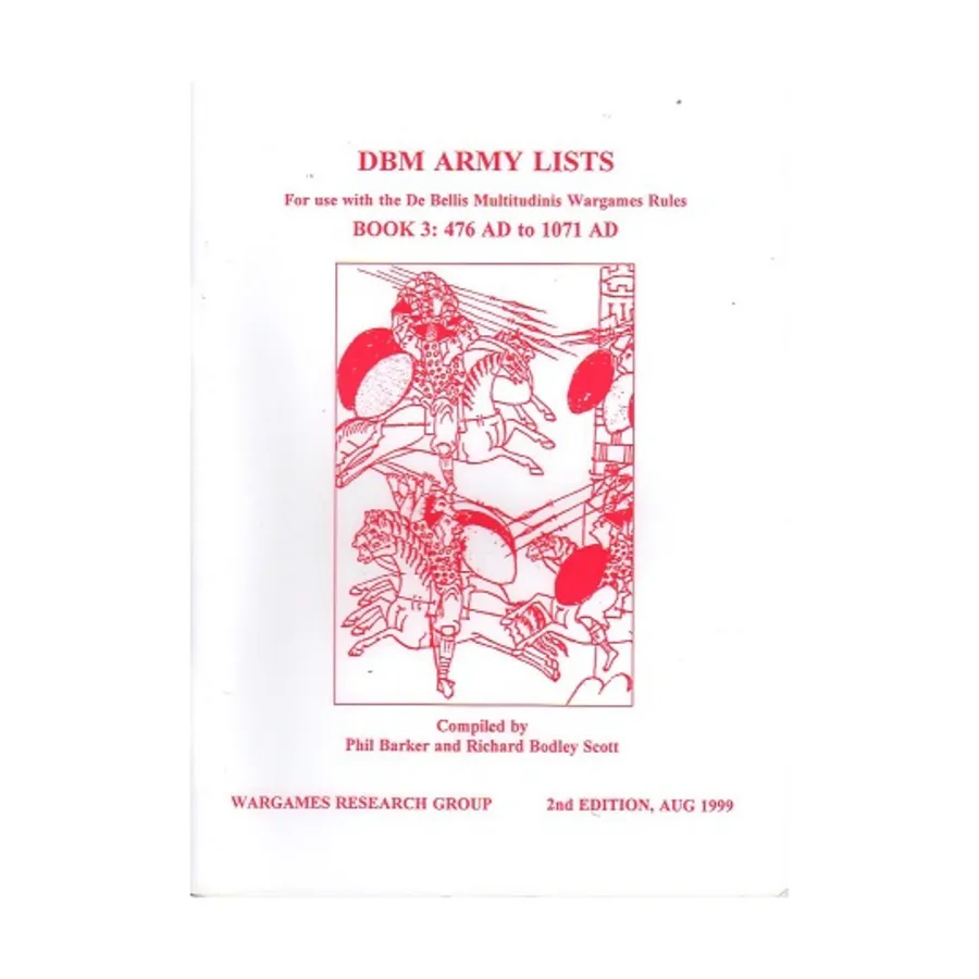 Армейские списки DBM № 3 - с 476 по 1071 год нашей эры (2-е издание), De Bellis Multitudinus - Ancients & Medieval (Wargames Research Group)
Армейские списки DBM № 3 - с 476 по 1071 год нашей эры (2-е издание), De Bellis Multitudinus - Ancients & Medieval (Wargames Research Group)