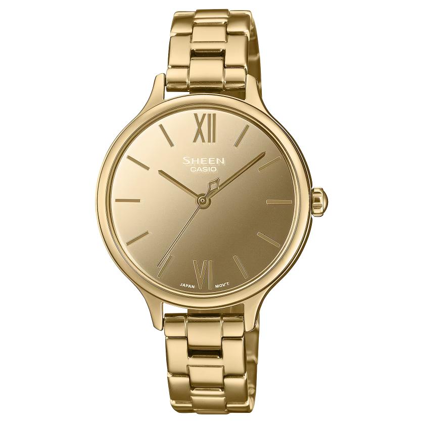 Кварцевые часы на стальном браслете для женщин с золотым циферблатом CASIO
Кварцевые часы на стальном браслете для женщин с золотым циферблатом CASIO