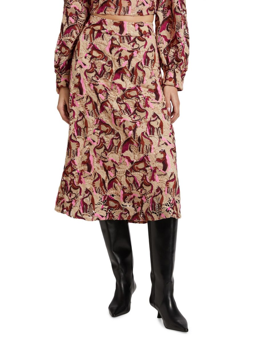 Юбка миди из гипюра и кружева с вышитыми лошадками Farm Rio, бежевый
Юбка миди из гипюра и кружева с вышитыми лошадками Farm Rio, бежевый