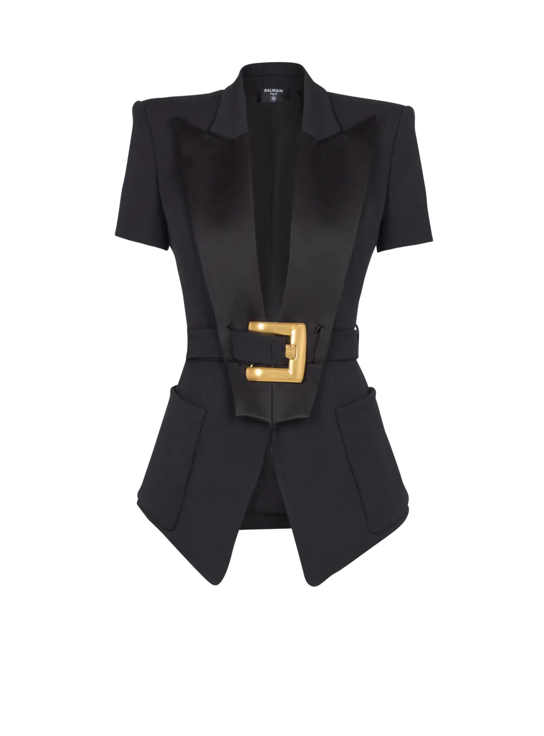 Жакет из ткани гри-де-пудр с поясом Balmain, черный
Жакет из ткани гри-де-пудр с поясом Balmain, черный