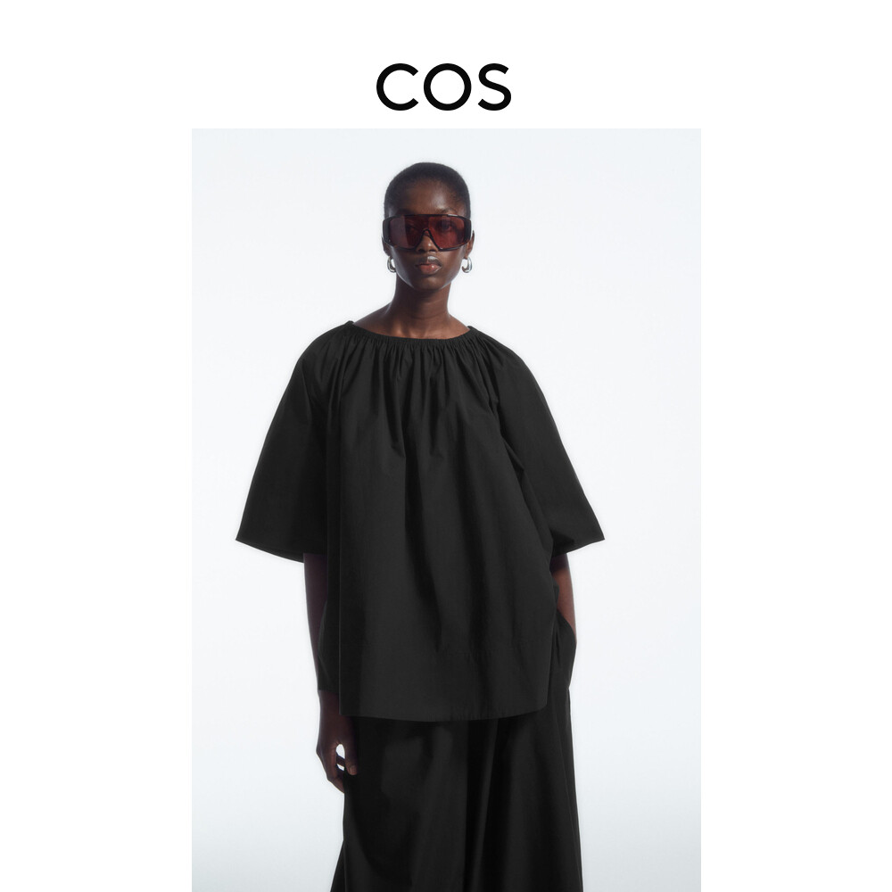 Женская рубашка Cos с присборенным вырезом и рукавами реглан, черный
Женская рубашка Cos с присборенным вырезом и рукавами реглан, черный