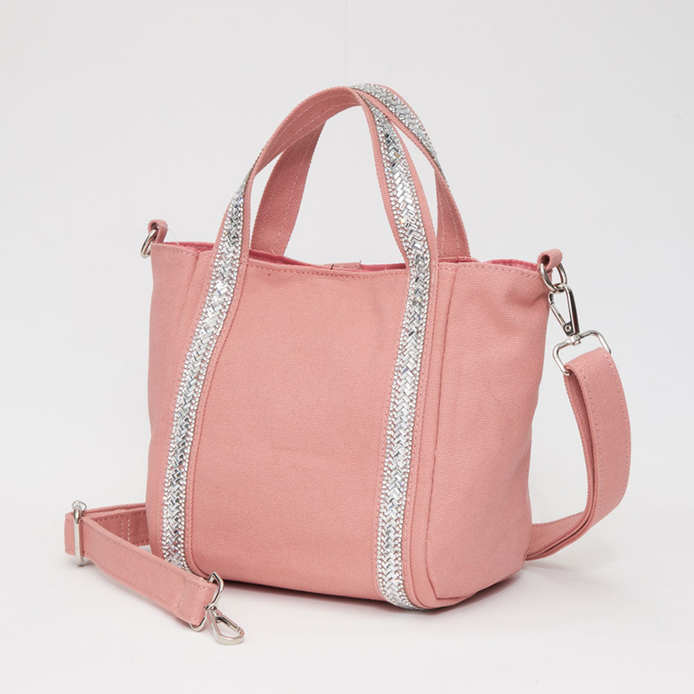 Мини-сумка-шоппер из холста с ремешком, украшенным стразами, и возможностью ношения через плечо FASHNZFAB, розовый
Мини-сумка-шоппер из холста с ремешком, украшенным стразами, и возможностью ношения через плечо FASHNZFAB, розовый