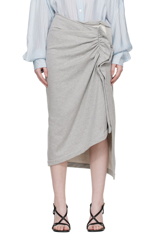 Dries Van Noten Серая хлопковая юбка миди с оборками
Dries Van Noten Серая хлопковая юбка миди с оборками