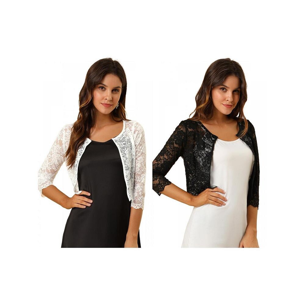 Комплект из 2 женских элегантных прозрачных кружевных топов с цветочным принтом, укороченных кардиганов-болеро ALLEGRA K, цвет White Black
Комплект из 2 женских элегантных прозрачных кружевных топов с цветочным принтом, укороченных кардиганов-болеро ALLEGRA K, цвет White Black