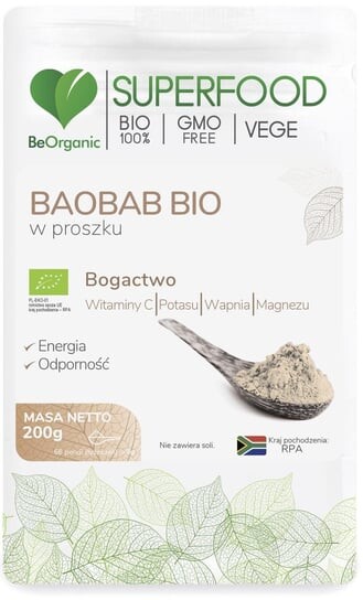 BeOrganic BIO порошок баобаба 200 г
BeOrganic BIO порошок баобаба 200 г