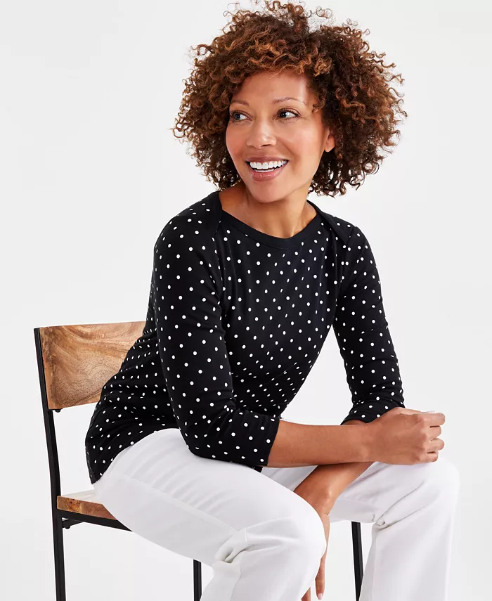 Женский топ с лодочкой и рукавом 3/4 из пима-хлопка Style & Co, черный
Женский топ с лодочкой и рукавом 3/4 из пима-хлопка Style & Co, черный