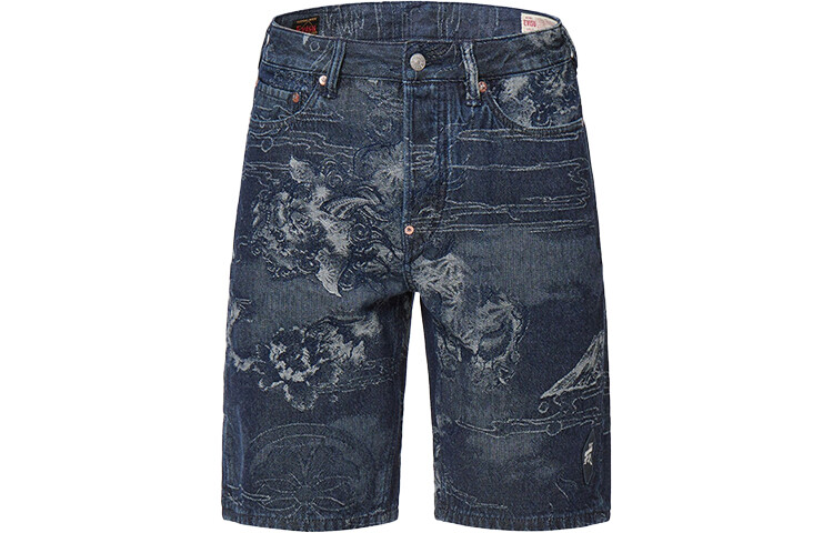 Джинсовые шорты мужские джинсовые синие Evisu, синий 
Джинсовые шорты мужские джинсовые синие Evisu, синий