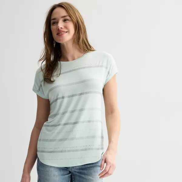 Женский короткий рукав с декором Apt. 9, цвет green frost 
Женский короткий рукав с декором Apt. 9, цвет green frost