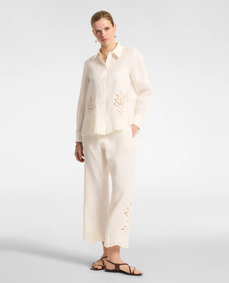 Женские укороченные брюки из льна с вышивкой Elena Miró, белый
Женские укороченные брюки из льна с вышивкой Elena Miró, белый