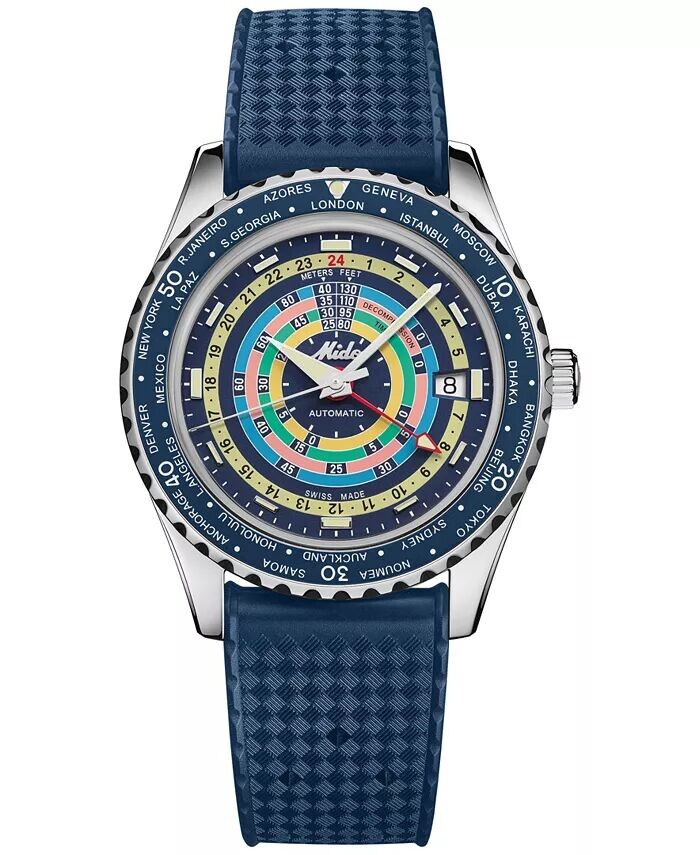 Швейцарские автоматические часы унисекс Ocean Star Decompression Worldtimer с синим каучуковым ремешком, 41 мм Mido
Швейцарские автоматические часы унисекс Ocean Star Decompression Worldtimer с синим каучуковым ремешком, 41 мм Mido