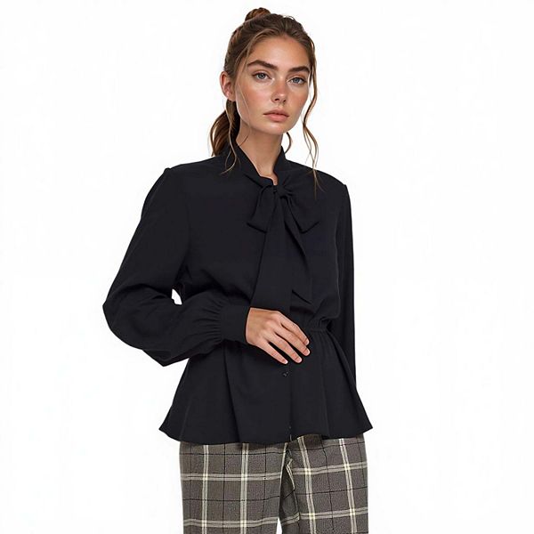 Блузка с воротником-галстуком и баской Pleione
Блузка с воротником-галстуком и баской Pleione