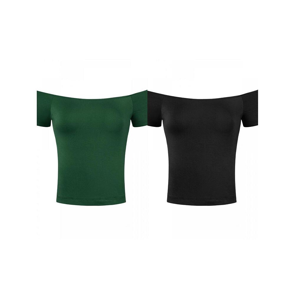 2 пары женских однотонных блузок с короткими рукавами и открытыми плечами до бедра ALLEGRA K, цвет Black Dark Green
2 пары женских однотонных блузок с короткими рукавами и открытыми плечами до бедра ALLEGRA K, цвет Black Dark Green