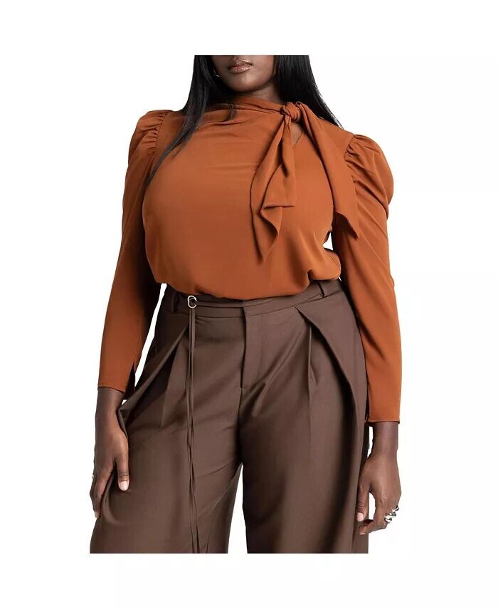 Блузка больших размеров с драпировкой спереди ELOQUII, бежевый
Блузка больших размеров с драпировкой спереди ELOQUII, бежевый