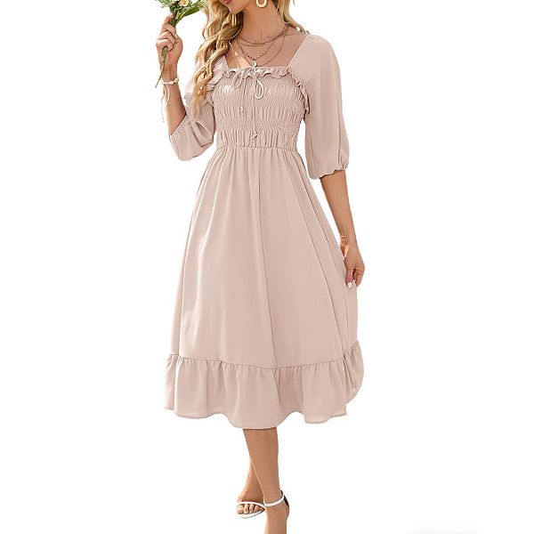 Женское платье миди с квадратным вырезом, пышными рукавами и присборенной талией для вечеринок Clearflower, Apricot
Женское платье миди с квадратным вырезом, пышными рукавами и присборенной талией для вечеринок Clearflower, Apricot