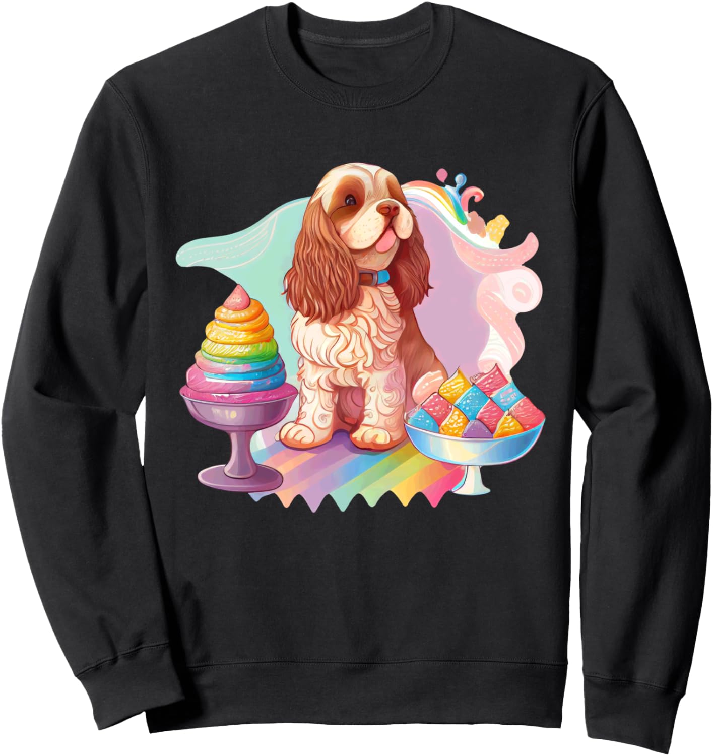Очаровательный спаниель и радужные сладости. Толстовка Colorful Rainbow Dessert Dog Lover Art, черный
Очаровательный спаниель и радужные сладости. Толстовка Colorful Rainbow Dessert Dog Lover Art, черный