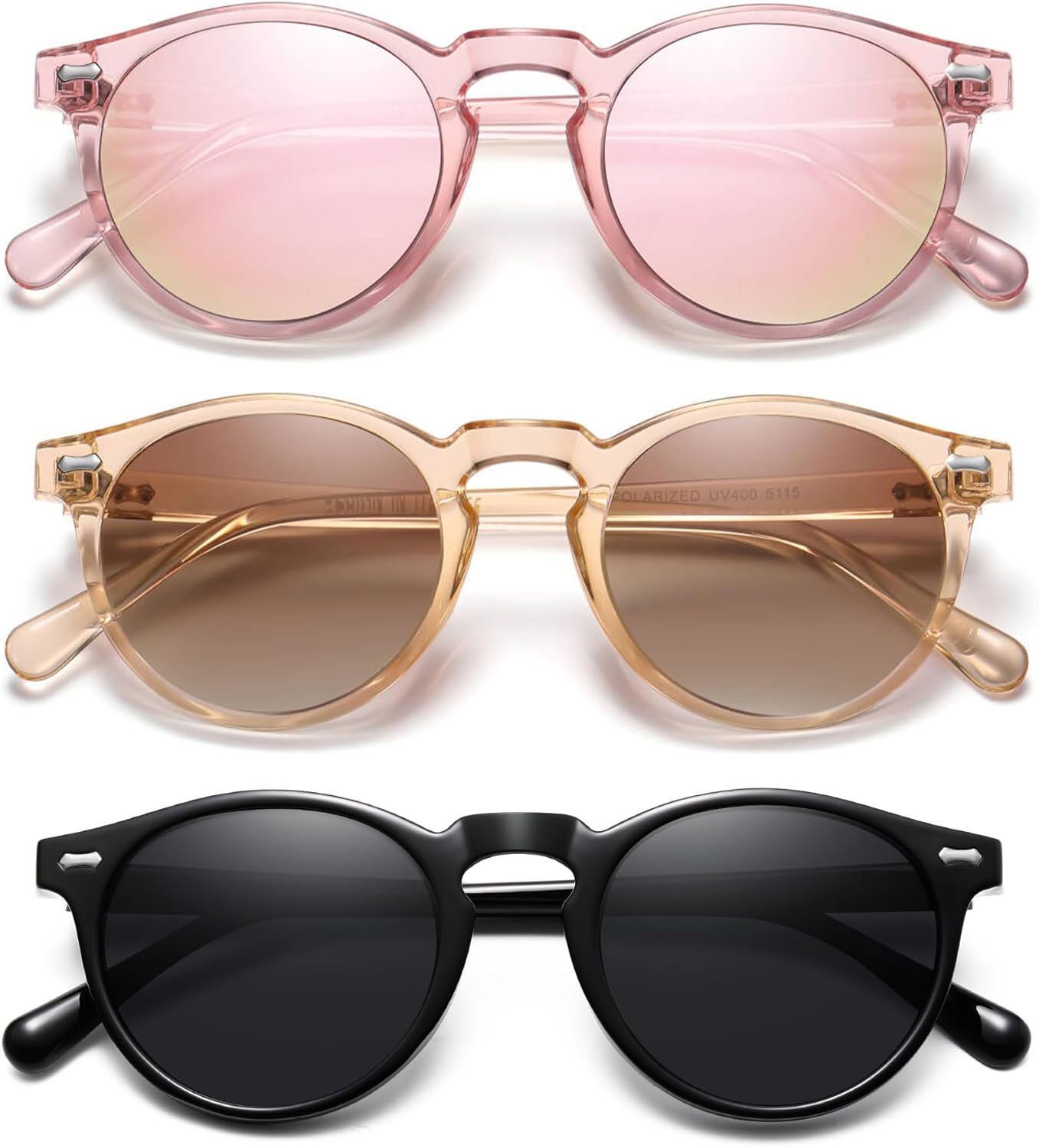 Ретро маленькие круглые поляризованные солнцезащитные очки для женщин в винтажном стиле, защита от УФ-излучения YMRFW, 3pack (Black/Gray+transparent Brown Frame/Brown Gradient Lens+clear Pink/Pink Mirror)
Ретро маленькие круглые поляризованные солнцезащитные очки для женщин в винтажном стиле, защита от УФ-излучения YMRFW, 3pack (Black/Gray+transparent Brown Frame/Brown Gradient Lens+clear Pink/Pink Mirror)