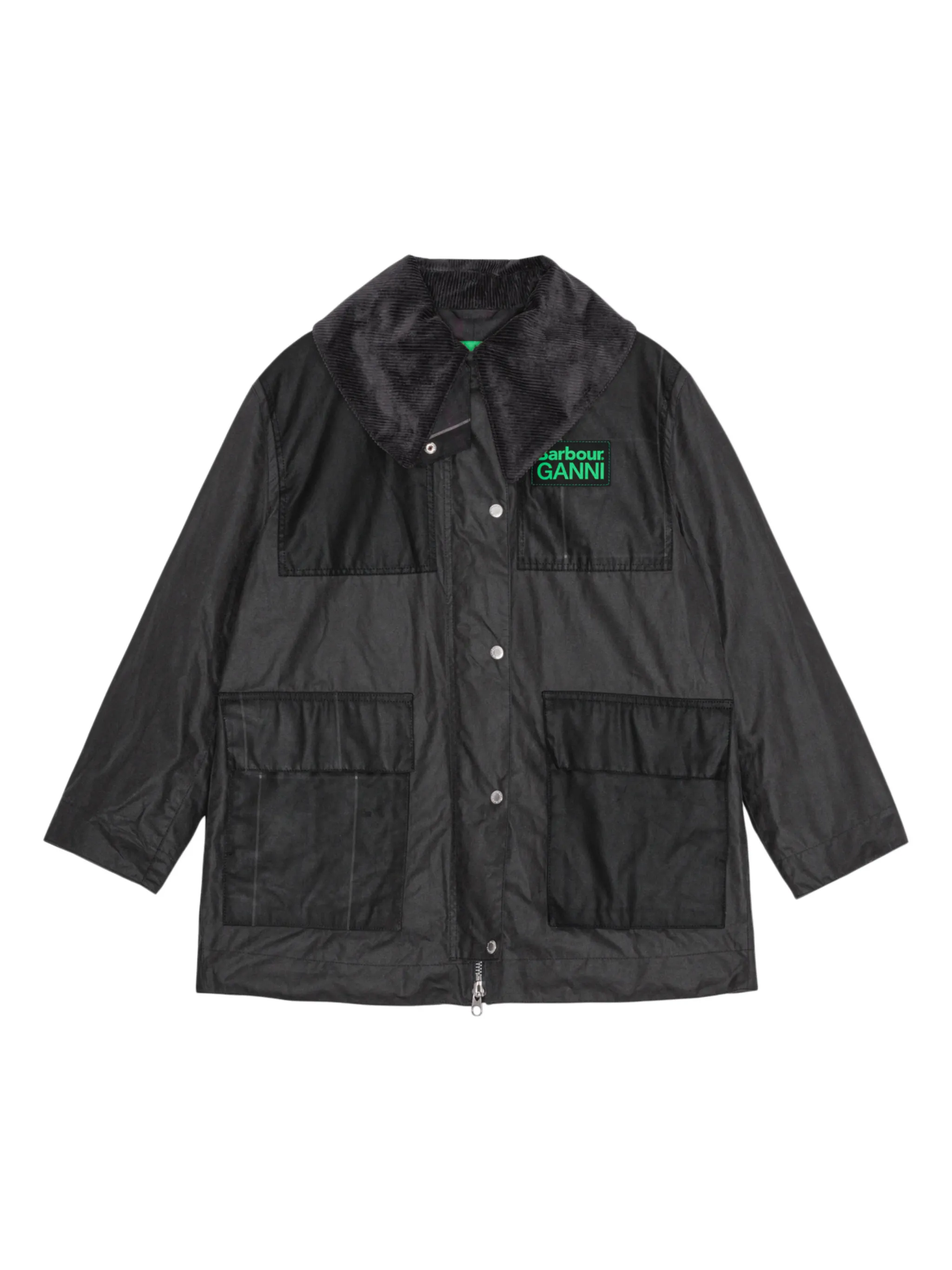 Пальто с карманом и вельветовым воротником X Barbour Ganni, черный
Пальто с карманом и вельветовым воротником X Barbour Ganni, черный