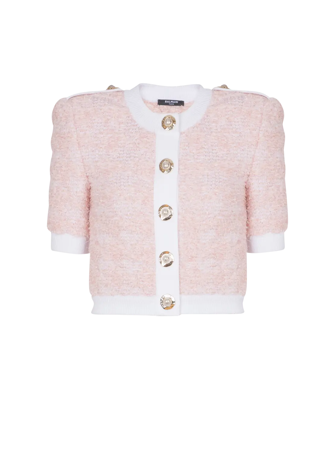 Вязаный кардиган с короткими рукавами Balmain, розовый
Вязаный кардиган с короткими рукавами Balmain, розовый