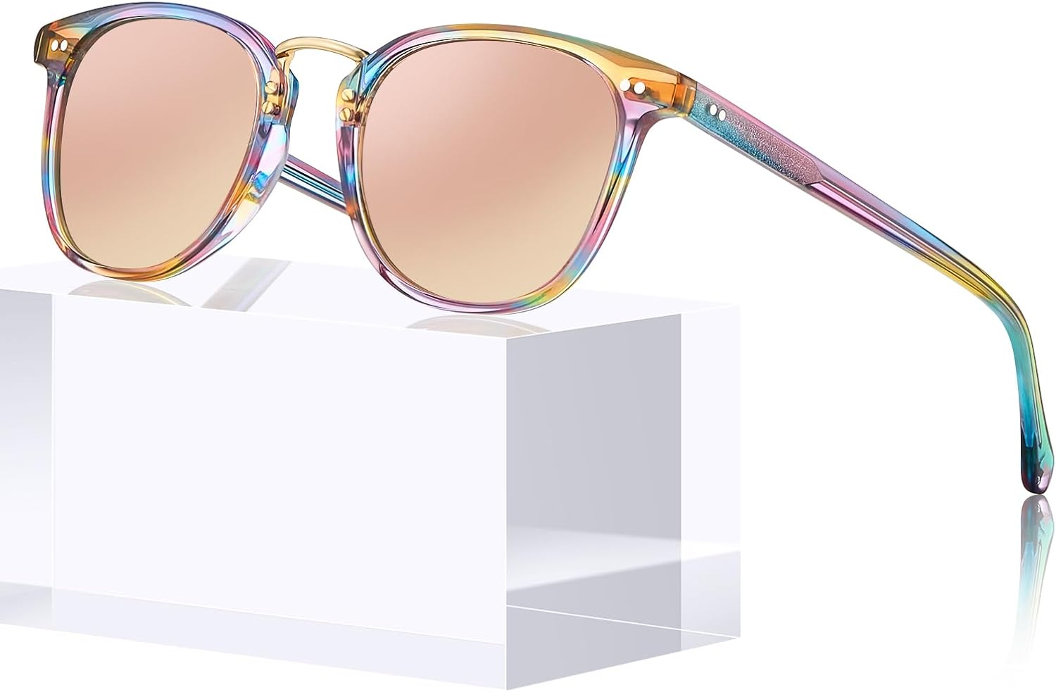 Женские круглые поляризованные солнцезащитные очки CARFIA из ацетата с маленькой лицевой частью, в стиле ретро, с металлической перемычкой, модель CA5015, 6-1. Rainbow Frame Pink Mirror
Женские круглые поляризованные солнцезащитные очки CARFIA из ацетата с маленькой лицевой частью, в стиле ретро, с металлической перемычкой, модель CA5015, 6-1. Rainbow Frame Pink Mirror