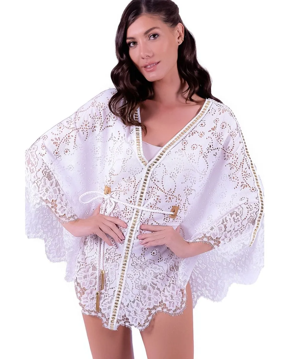 Пляжный кафтан с ажурным узором и V-образным вырезом Despi, белый
Пляжный кафтан с ажурным узором и V-образным вырезом Despi, белый