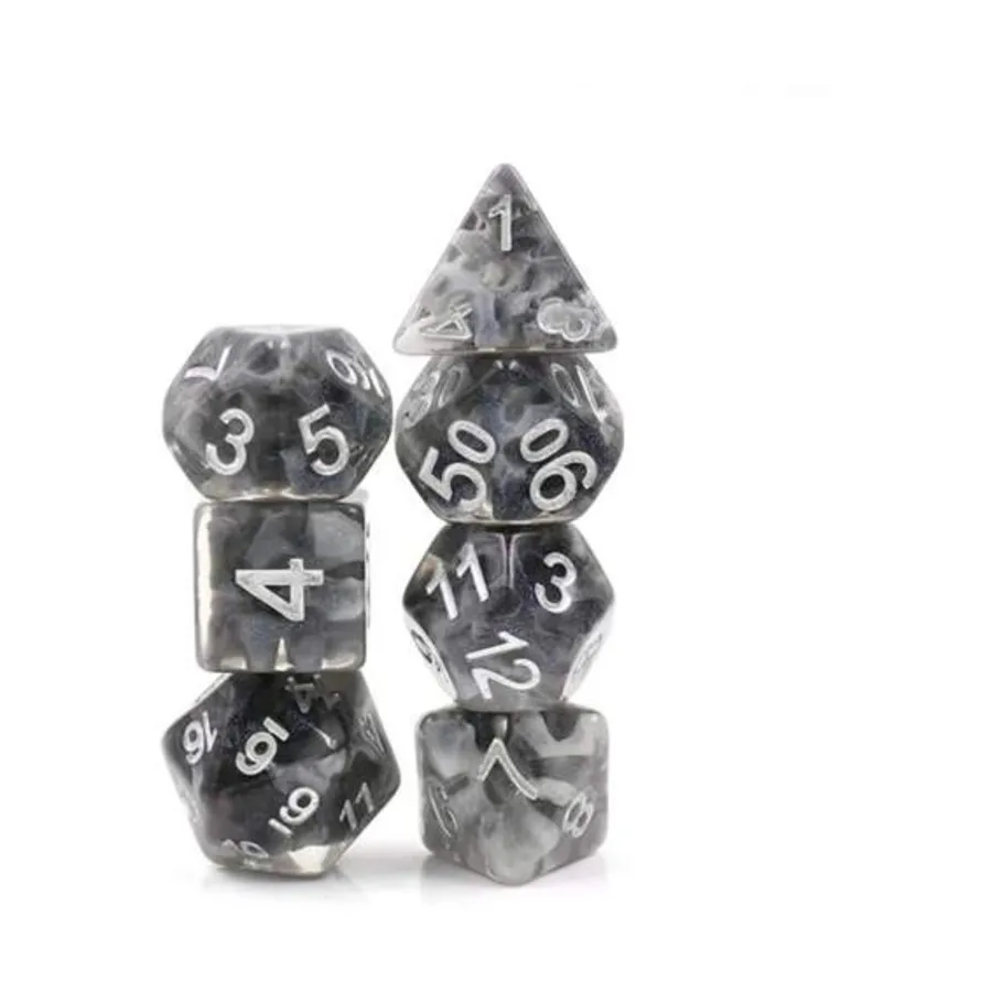 Набор Poly — Snowy Crystal с белым (7), Dice Sets - Resin/Acrylic - Black, Grey, White, & Metallics (Foam Brain Games)
Набор Poly — Snowy Crystal с белым (7), Dice Sets - Resin/Acrylic - Black, Grey, White, & Metallics (Foam Brain Games)