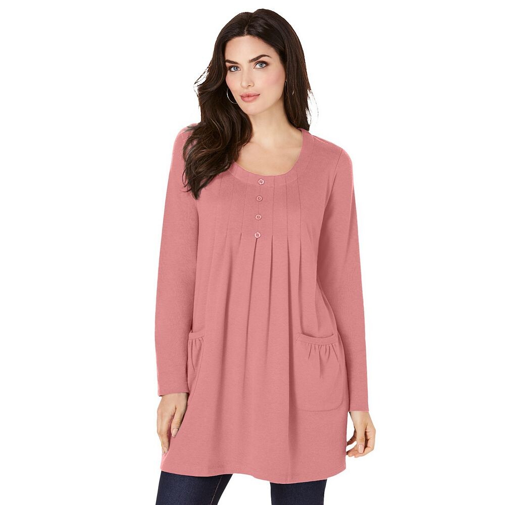 Женская мягкая трикотажная туника больших размеров Roaman с длинными рукавами и двумя карманами Roaman's, цвет Desert Rose
Женская мягкая трикотажная туника больших размеров Roaman с длинными рукавами и двумя карманами Roaman's, цвет Desert Rose