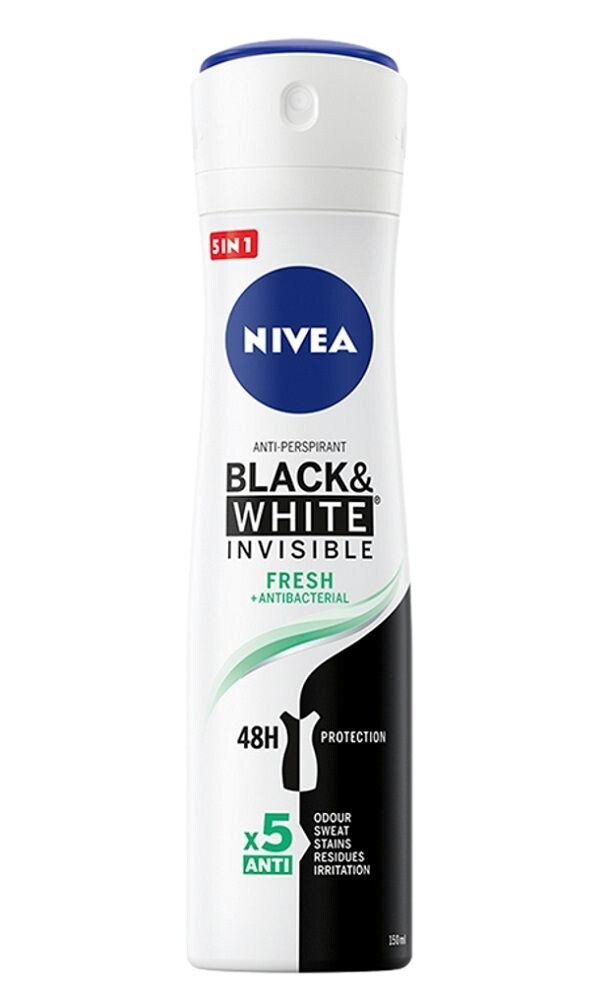 Nivea Black&White Invisible Fresh антиперспирант для женщин, 150 ml
Nivea Black&White Invisible Fresh антиперспирант для женщин, 150 ml