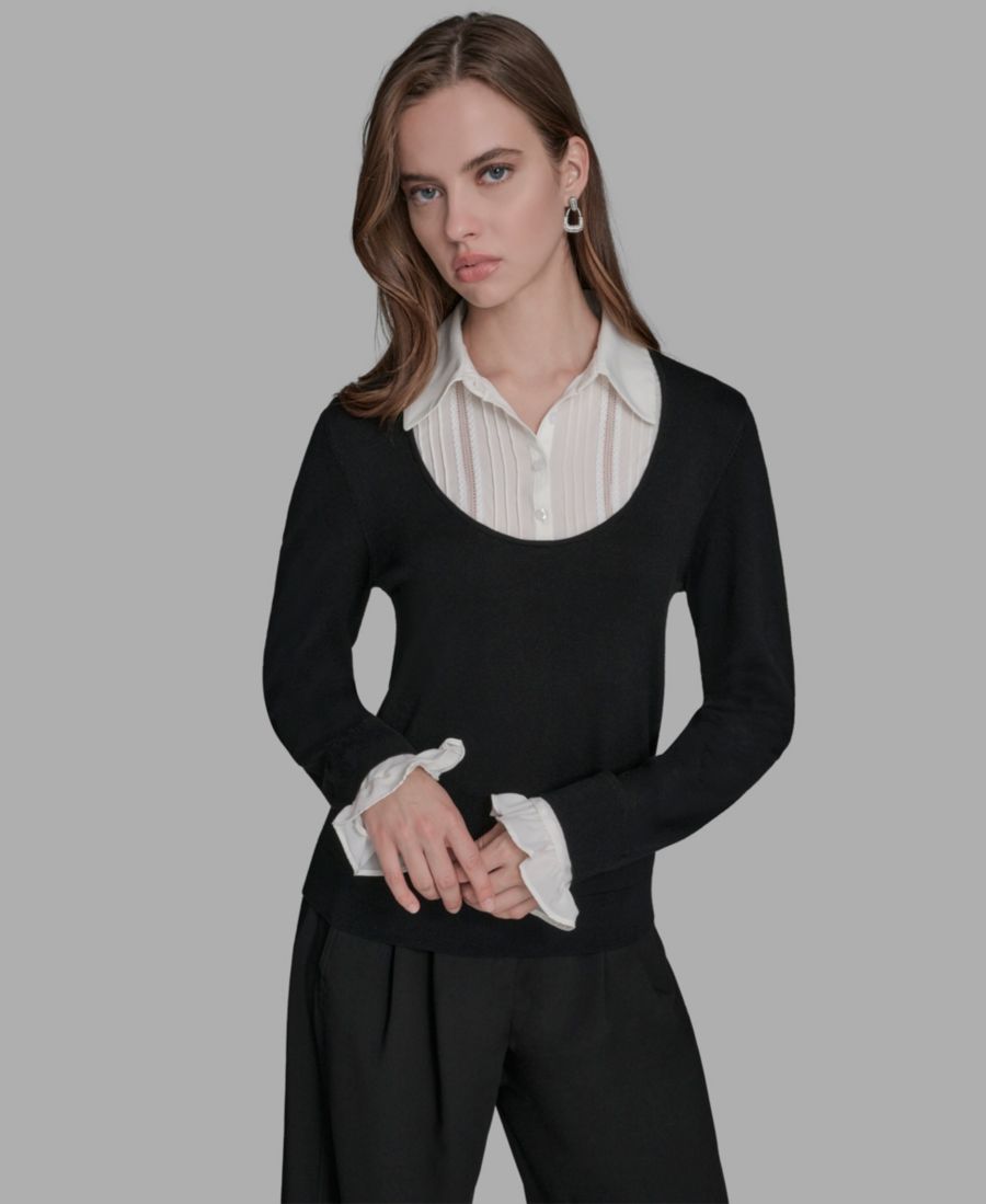 Женский свитер с длинными рукавами и вышитым нагрудником BCBG, Black
Женский свитер с длинными рукавами и вышитым нагрудником BCBG, Black