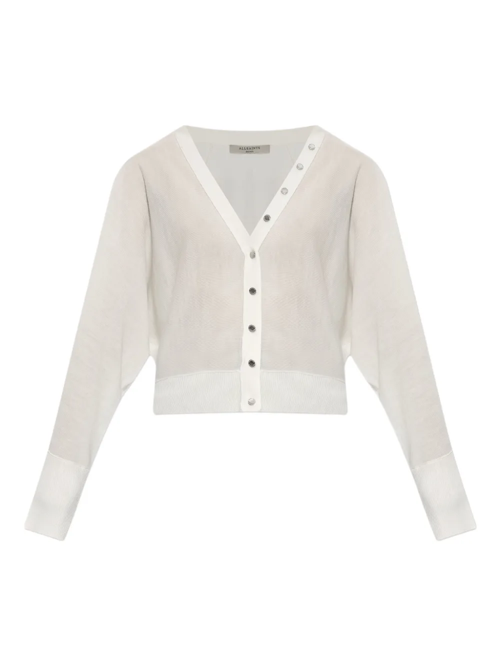 Кардиган с V-образным вырезом и пуговицами AllSaints, белый
Кардиган с V-образным вырезом и пуговицами AllSaints, белый