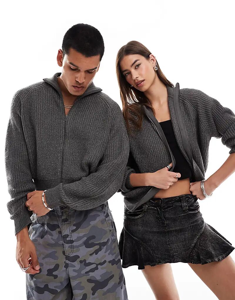 COLLUSION Кардиган унисекс на молнии серого цвета
COLLUSION Кардиган унисекс на молнии серого цвета