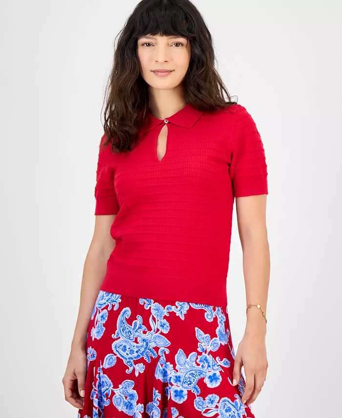 Женская хлопковая поло с ажурной полосой и разрезом Keyhole Tommy Hilfiger, красный
Женская хлопковая поло с ажурной полосой и разрезом Keyhole Tommy Hilfiger, красный