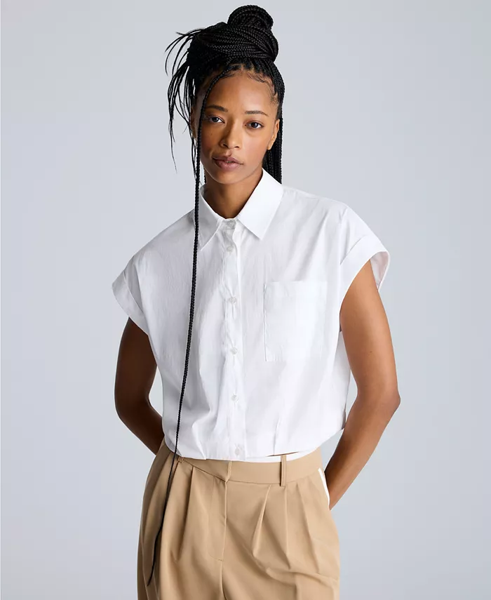 Женская укороченная рубашка с короткими рукавами «летучая мышь» Kenneth Cole, белый
Женская укороченная рубашка с короткими рукавами «летучая мышь» Kenneth Cole, белый