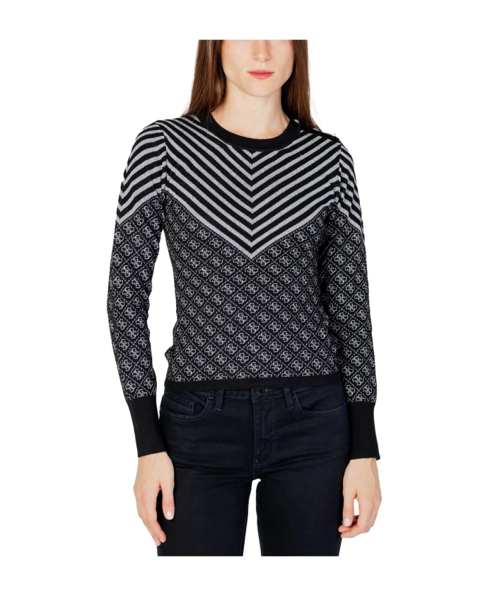 Полосатый вязаный свитер для женщин Guess, черный
Полосатый вязаный свитер для женщин Guess, черный