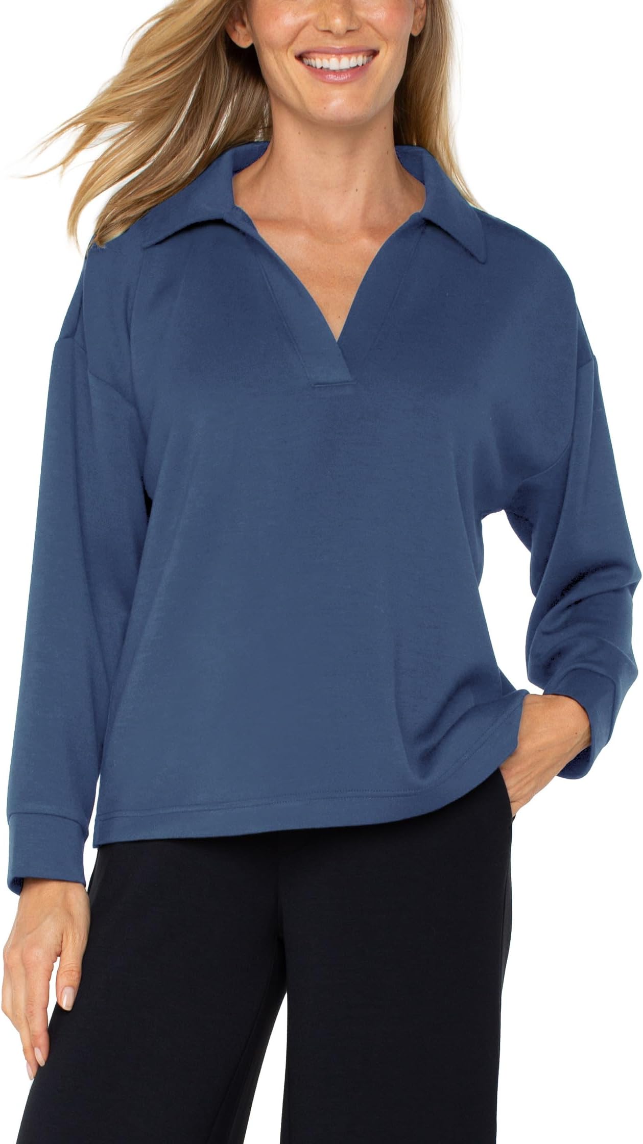 Женский плюшевый комфортный трикотажный джемпер с V-образным вырезом и воротником Liverpool Los Angeles, Prussian Blue
Женский плюшевый комфортный трикотажный джемпер с V-образным вырезом и воротником Liverpool Los Angeles, Prussian Blue