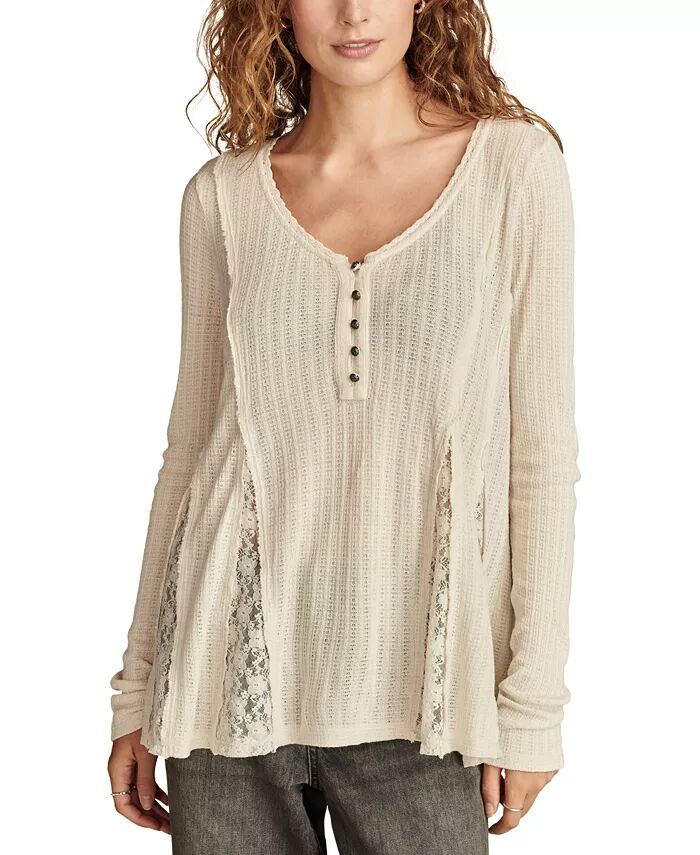 Женский топ-хенли с V-образным вырезом и кружевом-годе Lucky Brand, коричневый/бежевый
Женский топ-хенли с V-образным вырезом и кружевом-годе Lucky Brand, коричневый/бежевый